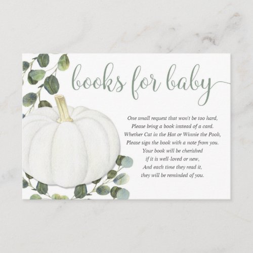 Pumpkin gender neutral greenery book request enclosure card