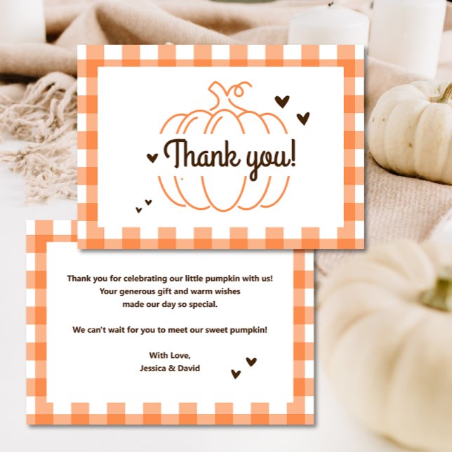 Pumpkin Gender Neutral Retro Baby Shower Thank You (Creator Uploaded)