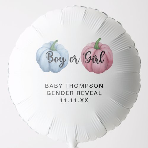 Pumpkin gender reveal balloon