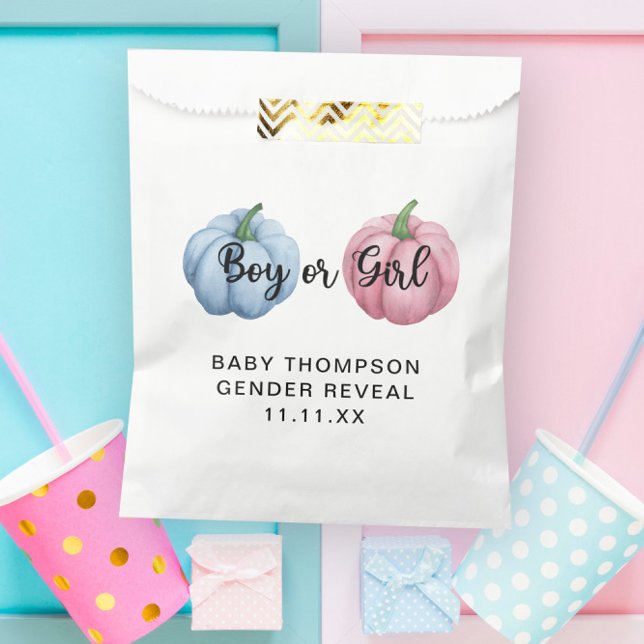 Pumpkin gender reveal favor bag (Creator Uploaded)