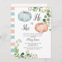 Pumpkin Gender Reveal Greenery Invitation