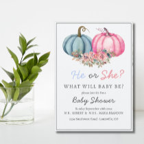 Pumpkin Gender Reveal Invitation Boy or Girl