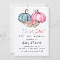 Pumpkin Gender Reveal Invitation Boy or Girl