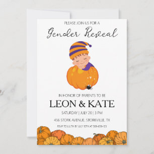 pumpkin gender reveal invitations