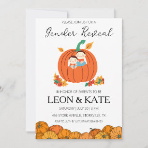 pumpkin gender reveal invitations