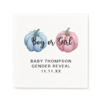 Pumpkin gender reveal napkins