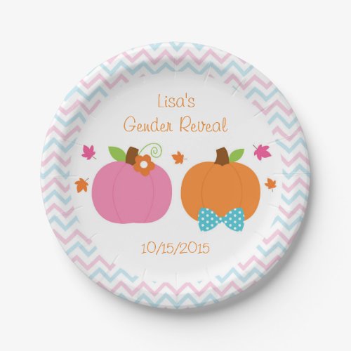 Pumpkin Gender Reveal Paper Plates