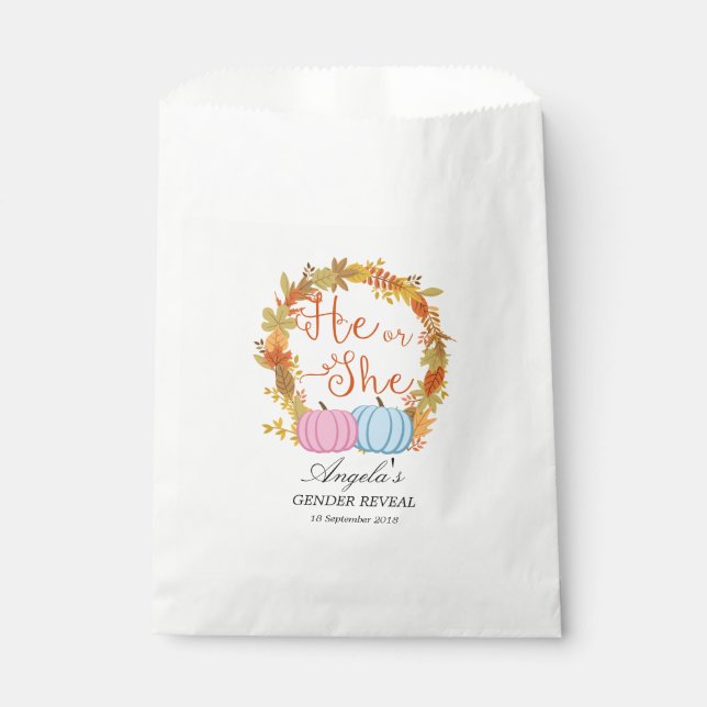 Pumpkin Gender Reveal Party Favor Bags (Front)