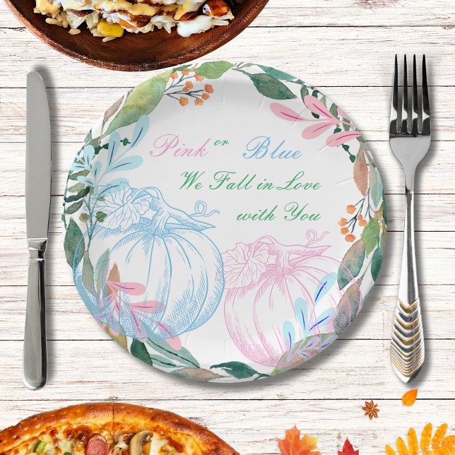 Pumpkin Gender Reveal Party  Paper Plates (Creator Uploaded)