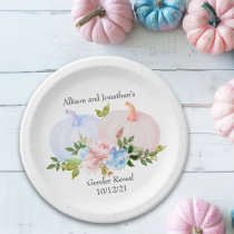 Pumpkin Gender reveal Pink Blue Autumn Custom Paper Plates