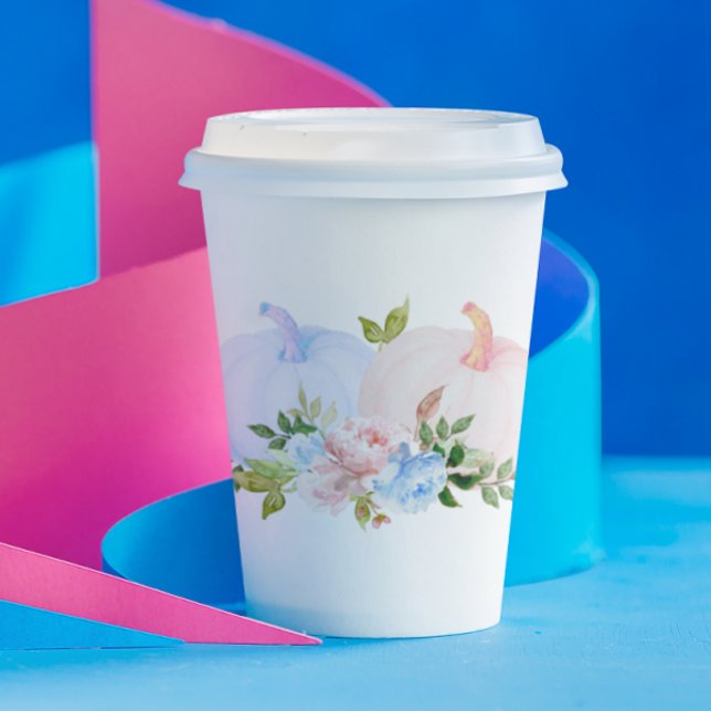 Pumpkin Gender reveal Pink Blue Autumn Paper Cups (Creator Uploaded)