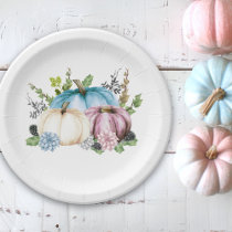 Pumpkin Gender reveal Pink Blue Pumpkins Paper Plates