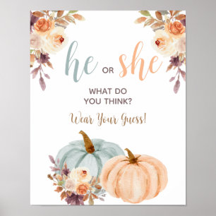 Pumpkin Gender Reveal Poster Wear Your Guess