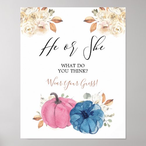 Pumpkin Gender Reveal Poster Wear Your Guess