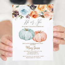 Pumpkin Gender Reveal Rustic Floral Invitation