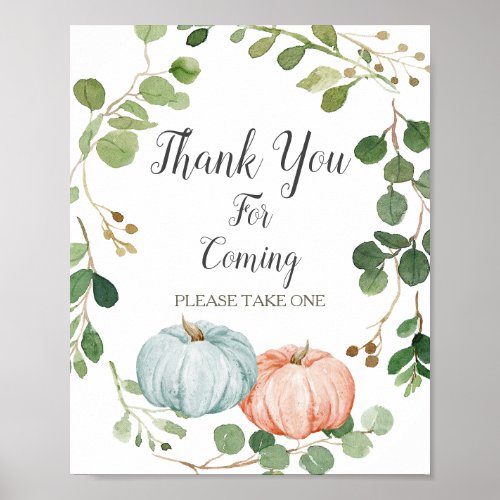 Pumpkin Gender Reveal Thank you for coming Poster
