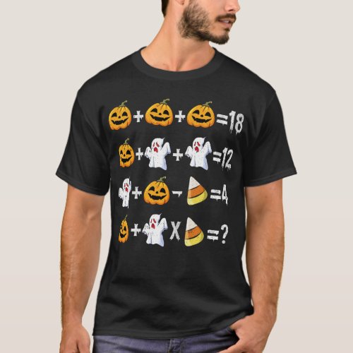 Pumpkin Ghost Equation Math Teacher Halloween Cost T_Shirt