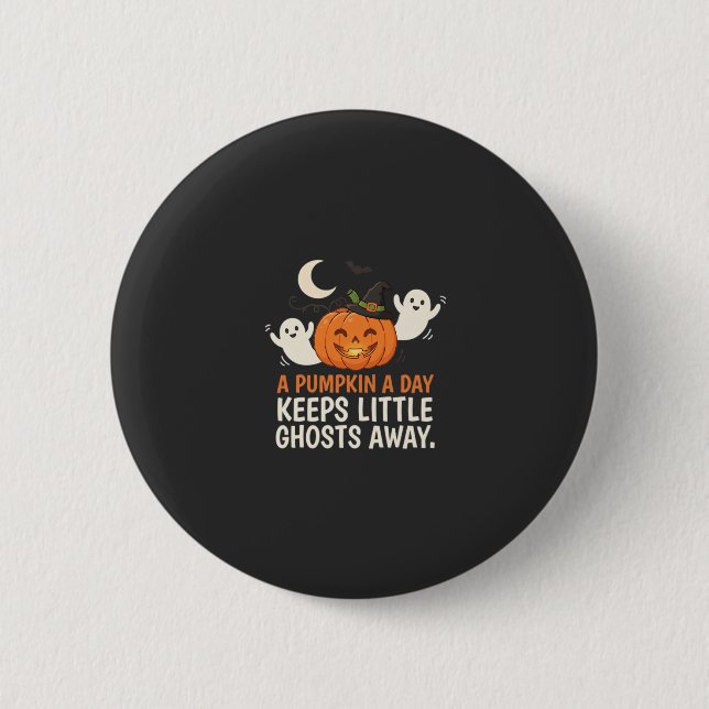 Pumpkin Ghost Halloween Quote Design_1 Button (Front)