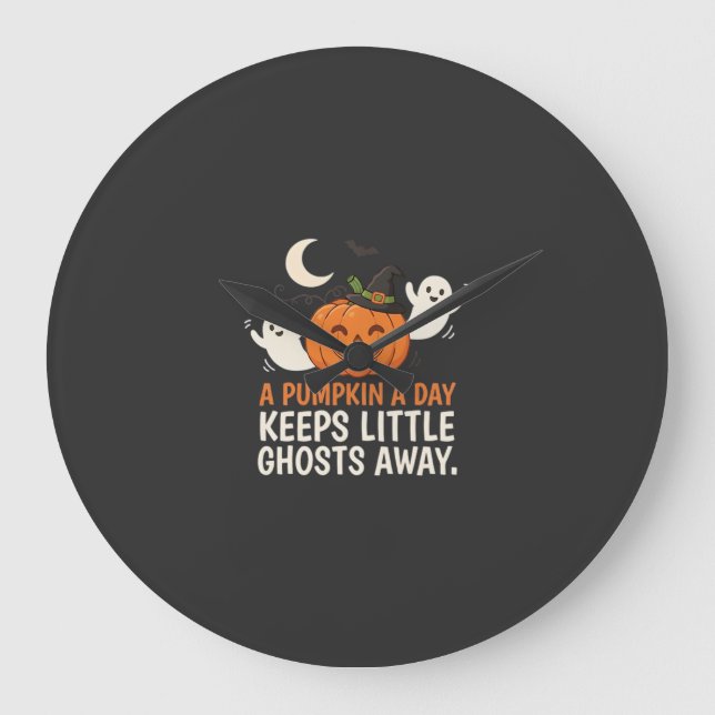 Pumpkin Ghost Halloween Quote Design_1 Large Clock (Front)