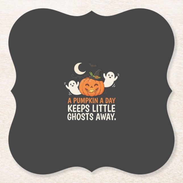 Pumpkin Ghost Halloween Quote Design_1 Paper Coaster (Front)