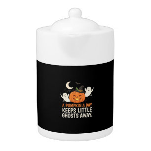 Pumpkin Ghost Halloween Quote Design_1 Teapot