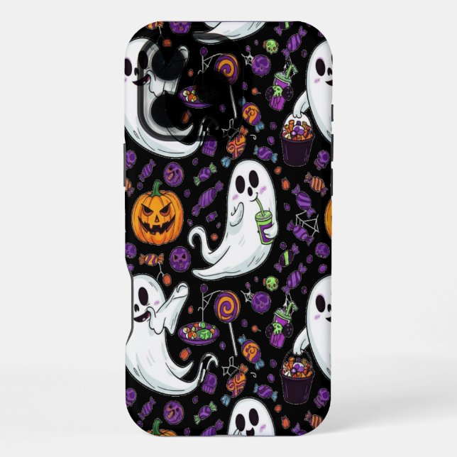 Pumpkin Ghost Pattern Cute Halloween Iphone Case (Back)