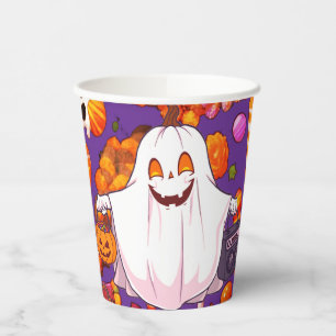 Pumpkin Ghost Pattern Cute Halloween Paper Cups