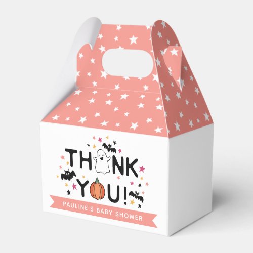 Pumpkin Ghost Pink Halloween Baby Shower Thank You Favor Boxes