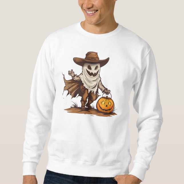 Pumpkin Ghost Trick or Treat Shop Sweatshirt (Front)