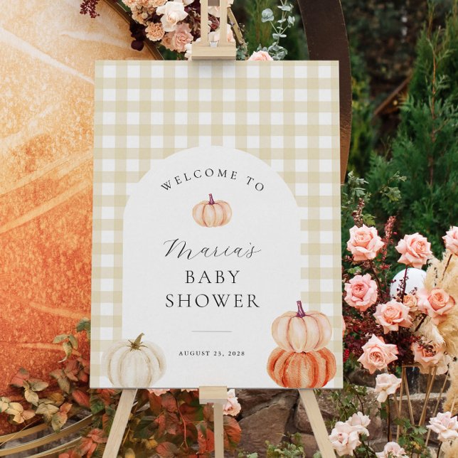 Pumpkin Gingham Baby Shower Welcome Foam Board (Creator Uploaded)