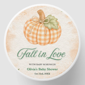 Pumpkin Gingham Fall in Love Baby Shower Mini Candle Favors
