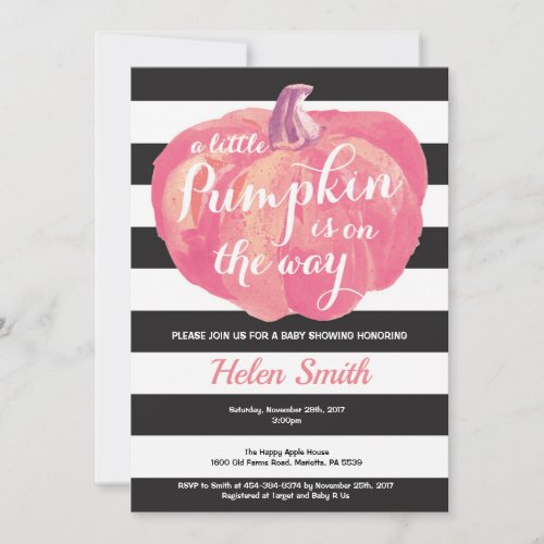 Pumpkin Girl Baby Shower Invitation