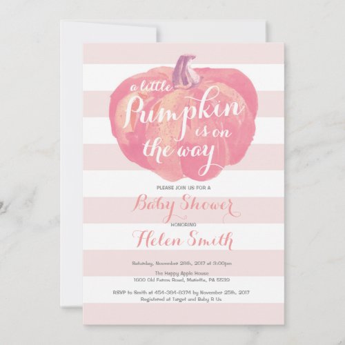 Pumpkin Girl Baby Shower Invitation