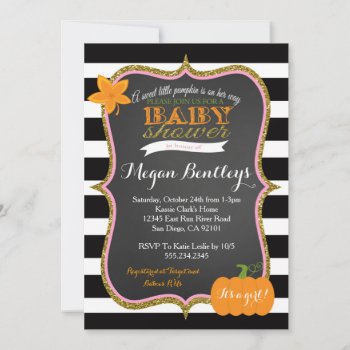 Pumpkin Girl Baby Shower Invitation Invitations by seasidepapercompany at Zazzle