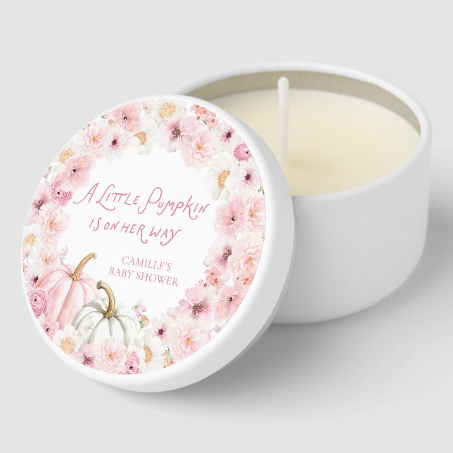 Pumpkin Girl Baby Shower Mini Candle Favors (Corner)