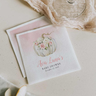 Pumpkin Girl Baby Shower Personalized Napkins