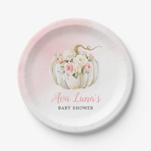 Pumpkin Girl Baby Shower Personalized Paper Plate