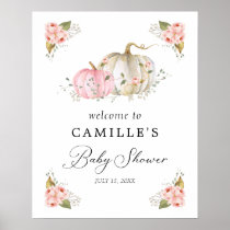 Pumpkin Girl Baby Shower Welcome Poster Sign