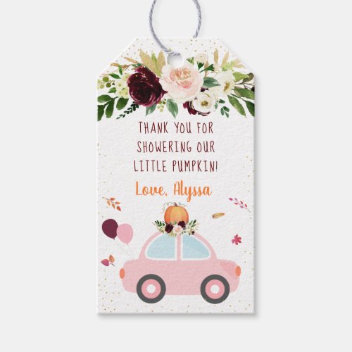 Pumpkin Girl Drive By Baby Shower Thank You Gift Tags