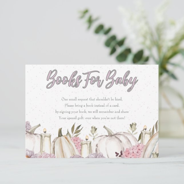 Pumpkin Girl Pink Baby Shower Books For Baby Card (Standing Front)