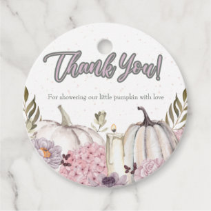 Pumpkin Girl Pink Baby Shower Circle Thank You Favor Tags