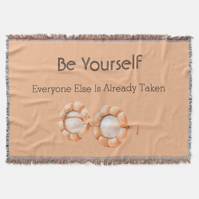Pumpkin Glasses Be Yourself Throw Blanket (Front)
