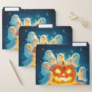 Pumpkin Glow Ghost Party Watercolor File Folder