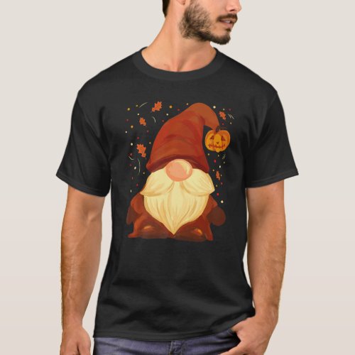Pumpkin Gnome Fall Leaves Autumn Thanksgiving Hall T_Shirt
