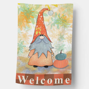 Pumpkin Gnome House Flag