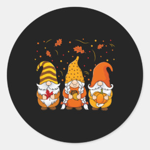 Pumpkin Gnomes Fall Autumn Cute Halloween Thanksgi Classic Round Sticker