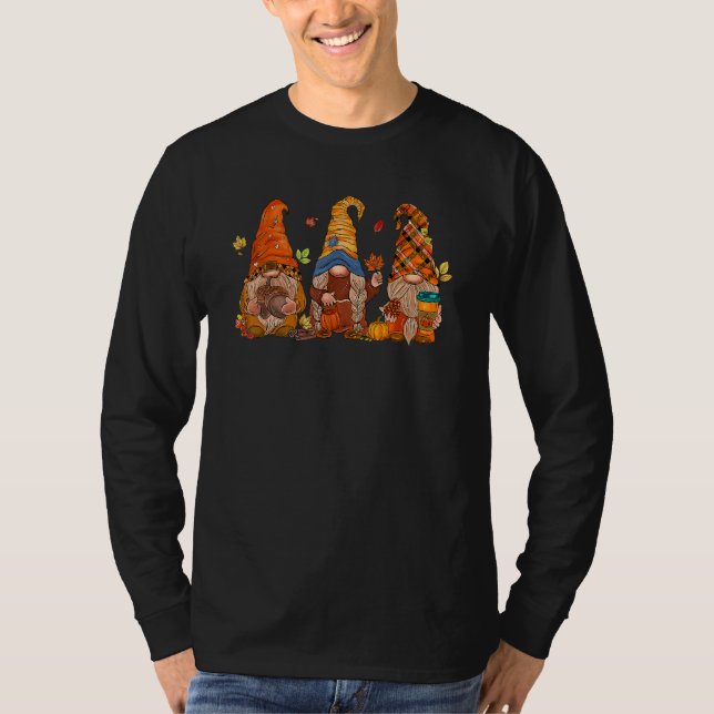 Pumpkin Gnomes Fall Autumn Cute Halloween Thanksgi T-Shirt (Front)