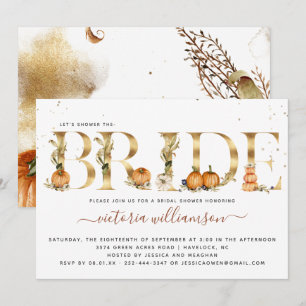 Pumpkin Gold Elegant Autumn Bridal Shower Invitation