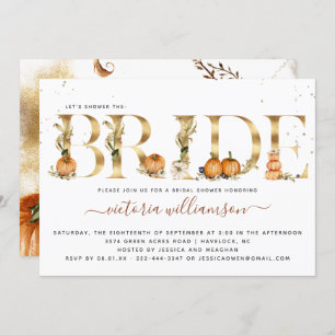 Pumpkin Gold Elegant Autumn Bridal Shower Invitation