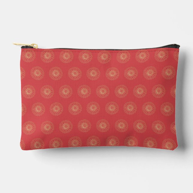 Pumpkin | Golden Zinnia Flower Medallions Accessory Pouch (Front)